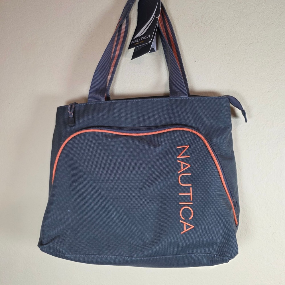 Nautica Catamaran II Boat Tote Bag Grey Orange Travel Gym Carry-On school vacay